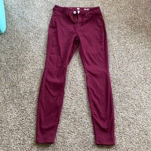Very soft bergundy pants.